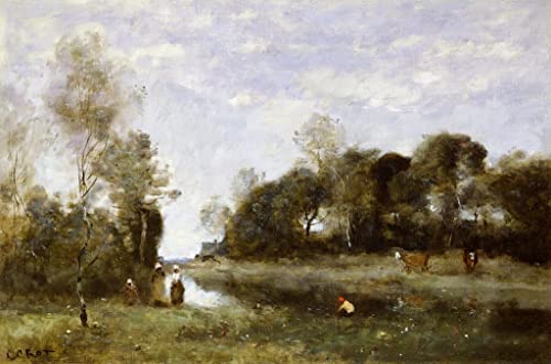 Tableau de Corot Souvenir de la Bresle pour habiller un grand mur de chambre vide