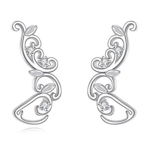 Boucles d'oreilles grimpantes argent 925 filigrane de haute qualité