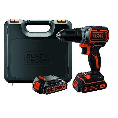 Black+Decker Akku-Bohrschrauber, Bohrmaschine (18 V 1.5Ah, bürstenloses 2-Gang-Getriebe, LED-Arbeitslicht) 1 Stück, BL186KB