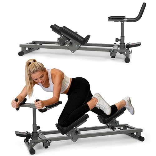 EVERYMATE Exercise Crawler Machine with Scalable Steel Frame, Spine Twist and Stretch Trainer, Full Body Cardio Machine, Home Gym Equipment with Adjustable Hand Grips & Knee Support