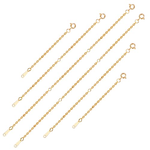 6pcs Necklace Extender Chains, 3 Sizes Jewelry Extenders with Spring Buckle Bracelet Extension Chain Set for Jewelry Making Crafts Necklace Bracelet Anklet(Gold)