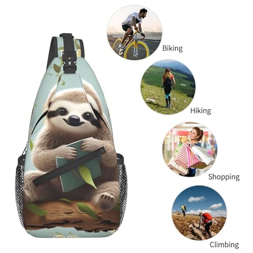 Mochila cruzada tipo sling para senderismo negra miniatura 6