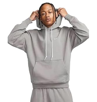 Nike Men's Solo Swoosh French Terry Pullover Hoodie L Gray Nike Men's Solo Swoosh French Terry Pullover Hoodie L Gray