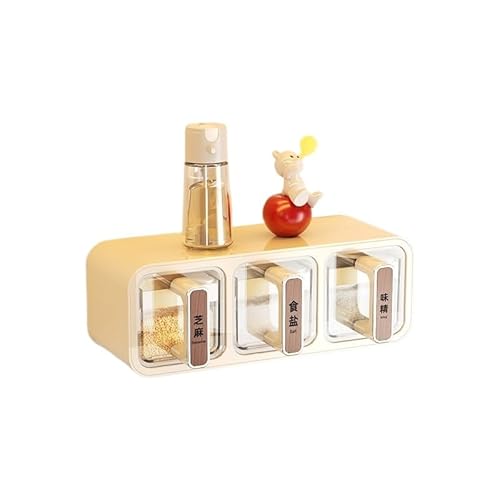 Movni 胡桃木調味盒 壁掛け式 キッチン調味料収納 プラスチック製 独立 compartment 防塵防湿 大容量 シェルフ付き 横縦両用 お塩・お味噌・ごま・唐辛子・砂糖などに対応 食品接触用材規格 GB 4806.7-2023適合 2段・3段 シル