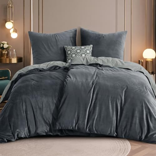 RUIKASI Flanell Bettwäsche 135 x 200 4teilig Grau - Hellgrau Warm Winter...