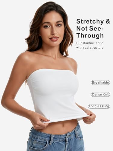 RanZZRan Women's Strapless Tube Top Double Lined Non-Slip Backless Crop Top - image 3