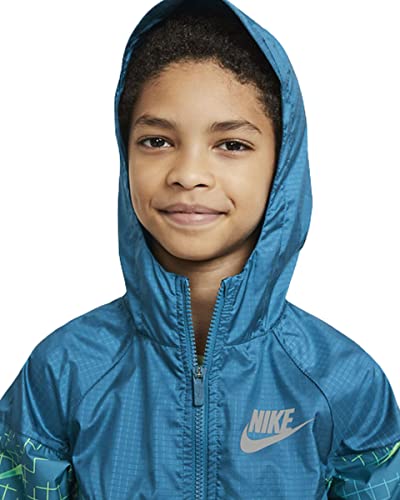 Nike Sportswear Windrunner Big Kids (Boys) Jacket (X-Large, Green Abyss/Barely Volt)4