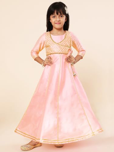 Image of A.T.U.N. (ALL THINGS UBER NICE) Girls Woven Design Gota Jacket Maxi Anarkali Gown