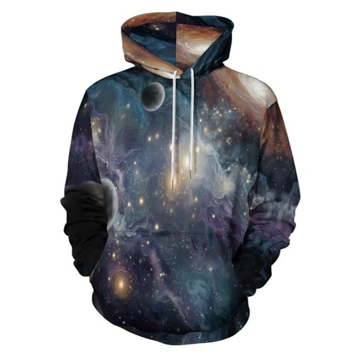 Pull à manches longues pour homme vêtement grande taille noir sweat capuche paysage spatial