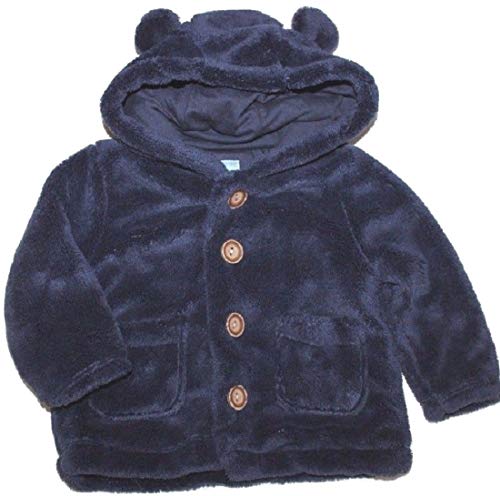 baby Gap Infant Boy Girl 6-12 Months Blue Marshmallow Fleece Hooded Jacket with Bear Ears (6-12 Months)