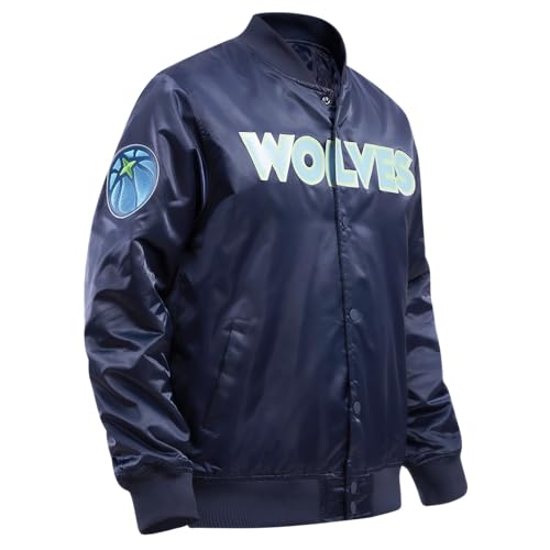 Pro Standard Mens NBA Minnesota Timberwolves Classic Satin Satin Jacket Midnight Navy 3Xl - Image 3