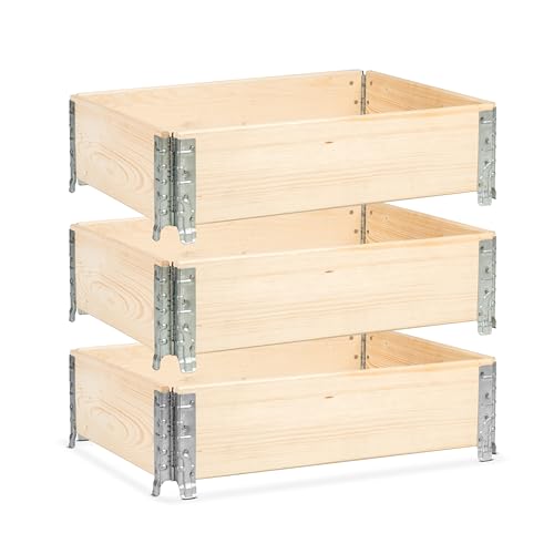 gardivo Hochbeet 80 x 60 x 20 cm - 3-teilig halbe Europalette Rahmen aus Holz, Garten Hochbeete, Beeteinfassung, Holzrahmen, stapelbar, steckbar gardivo Hochbeet 80 x 60 x 20 cm - 3-teilig halbe Europalette Rahmen aus Holz, Garten Hochbeete, Beeteinfassung, Holzrahmen, stapelbar, steckbar