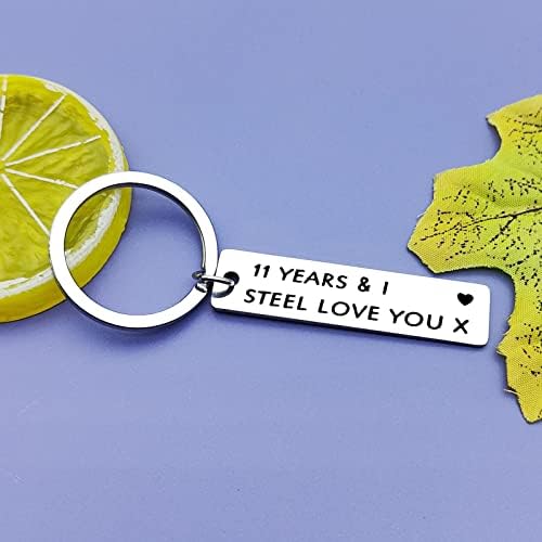 11 Year Anniversary Wedding Gifts for Her Him Husband Wife Keychain 11 Anniversary Keyring Gifts for Boyfriend Girlfriend Anniversary Romantic Gifts for Husband Wife Boyfriend Girlfriend l Love You