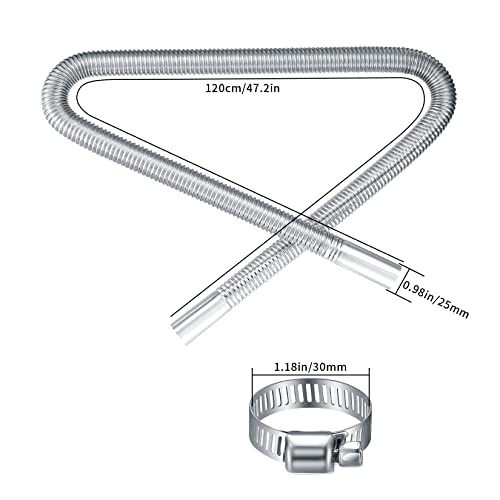 120cm Stainless Steel Diesel Heater Exhaust Pipe, Car Parking Heater Flexible Tail Exhaust Pipe, Diesel Gas Vent Exhaust Hose Pipe for Air Diesel Parking Heaters, Car Heater Accessories