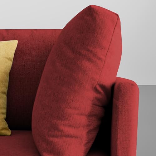 Image of Carina RHS 4 Seater L Shape Sofa Set with Center Table for Living Room (Maroon Fabric) Premium Fabric Sofa