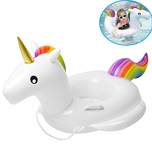 IBanana Baby Float, Children Baby Infant Kids Toddler White Swan Inflatable Pool Float Seat Ring with 2 Handle and Safty String for 1-6 Years Baby