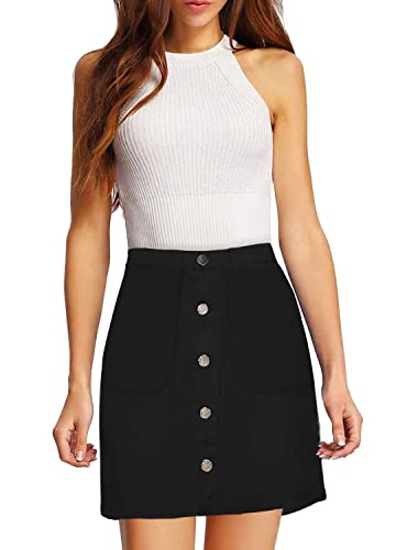 Lexi Womens Super Comfy Perfect Fit Stretch Denim Skirt Sks48012 Black 16 #TOP1