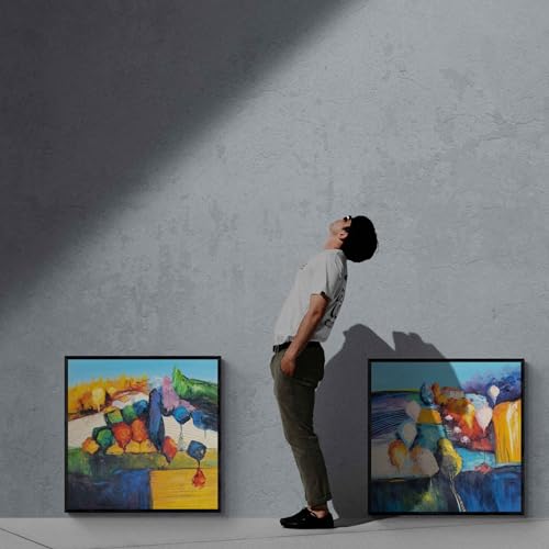 Tableau diptyque abstrait rural en toile de coton 80x80 cm
