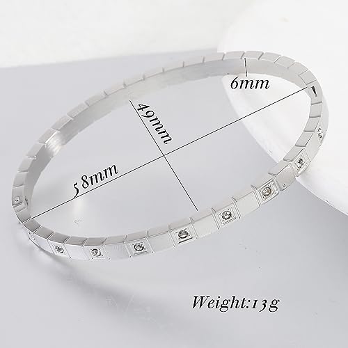 Image of Jude Jewelers 4mm Stainless Steel Cubic Zircon Filled Eternity Style Wedding Party Stacking Bangle Bracelet (Silver)