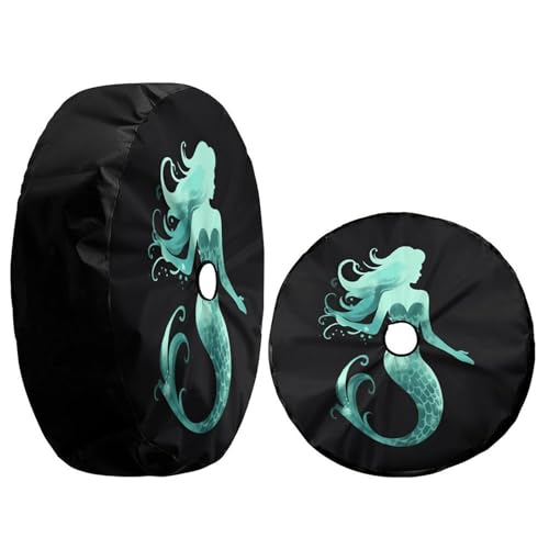 Image of Delerain Spare Tire Cover with Backup Camera Hole Green Mermaid Wheel Covers Waterproof Dust-Proof UV Sun Universal Fit for Trailer RV SUV Truck (18 Inch for Diameter 32 inch-34 inch)