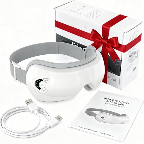 Eye Massager with Heat & Bluetooth Music 4-in-1 Heated Eye Mask for Migraines Relief Reduce Strain Headache Relief and Improve Sleep Eye Care Device for Dad Mom Men Women