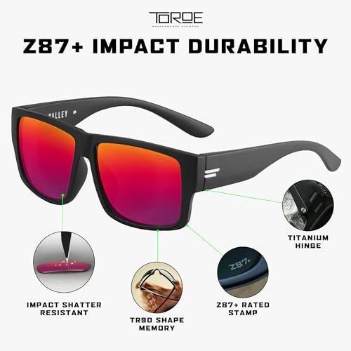 Image of TOROE Z87+ Polarized Safety Sunglasses Matte Black TR90 Frame, ANSI Rated Lens