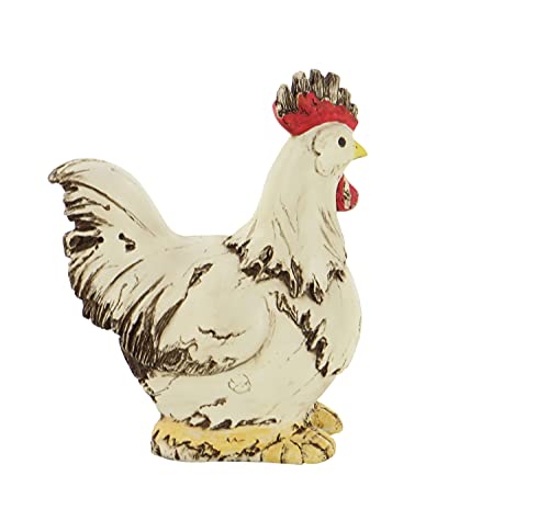 Deco 79 Polystone Rooster Garden Sculpture, 11" X 5" X 12", White #TOP4