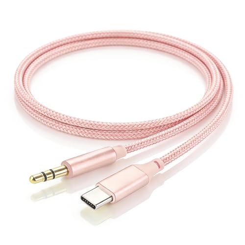 Aux to USB C 1M Audio Cable, Type C to 3.5mm Jack Aux Cord Adapter for Car, Hi-Fi Stereo,USB C Aux Cable Compatible with iPhone 17 16 15 Pro Max,Samsung, Pink