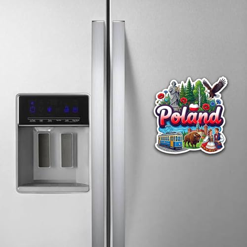 Image of Poland Fridge Magnet - Glossy Engineered Wood Magnet, Precision Laser Cut, HD Print, Durable Poland Country Decor Refrigerator Magnet