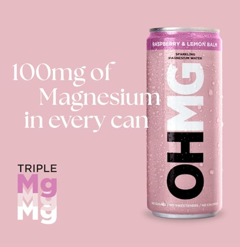 OHMG Water | 12 x 330ml Sparkling Magnesium Water | Raspberry & Lemon Balm