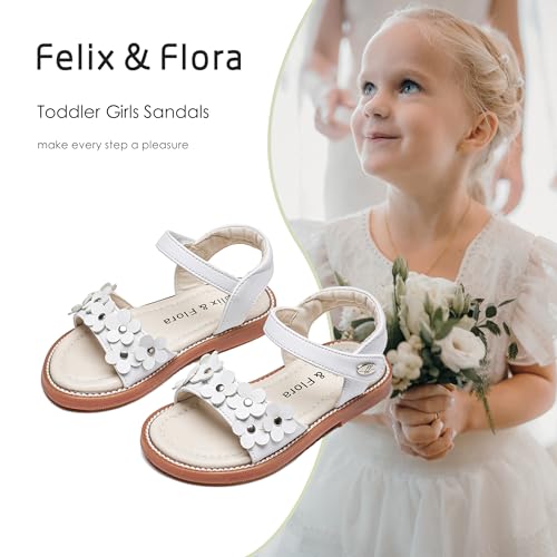 Image of Felix & Flora Toddler Girl Sandals - Little Girl Easter Dress Shoes Lightweight Open Toe Beach Holiday Flats