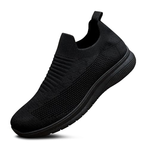 For Women Walking Comfortable Work Shoes For Women Non Slip Lightweight Breathable Tennis Shopping Travel Casual (black 8.5)