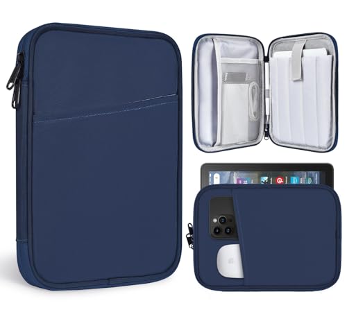 Funda de Transporte para Tablet de 8 Pulgadas para Amazon Kindle Fire 8/Fire 8 Plus, Samsung Galaxy Tab A9/A7 Lite/A, iPad Mini 7 6 5 4 3 2 1, Lenovo Tab M9 M8 Bolsa Protectora (Azul)