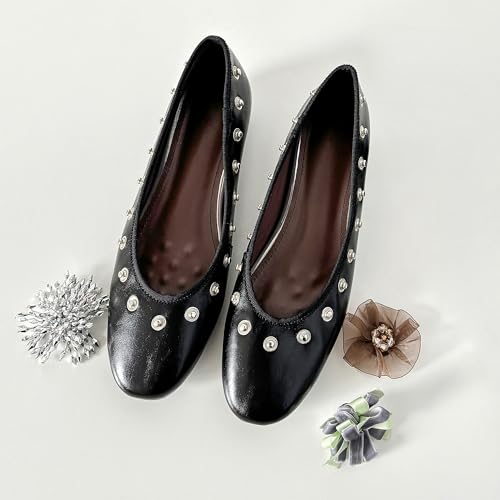 Women Floral Ballet Flats Marry Jane Flat Pumps Round Toe Comfortable Dress Shoes with Buckle2