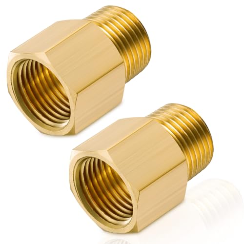 Image of Gsinodrs 2PCS Brass Pipe Fitting, 1 /4 inch Female x 1 /4 inch Male NPT Thread Brass Hex, Adaptor 1200psi High Pressure