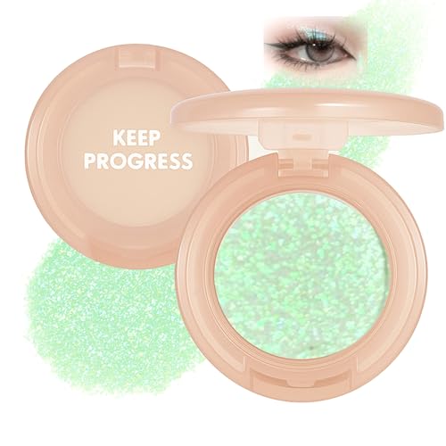 Image of Eyeshadow Glitter – Mint Green & Pearlescent Highlighter – Shimmer Single Eyeshadow & Face Highlighter Talc-Free Vegan Pressed Powder Long-Lasting Waterproof Festival Makeup(05)