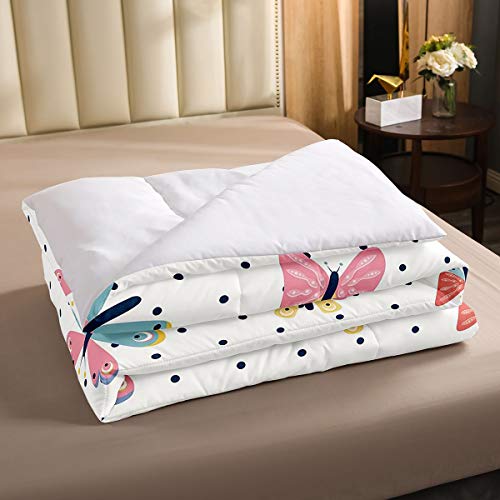 Feelyou Conjunto de edredom com estampa de borboletas, conjunto de edredom de malha para crianças e