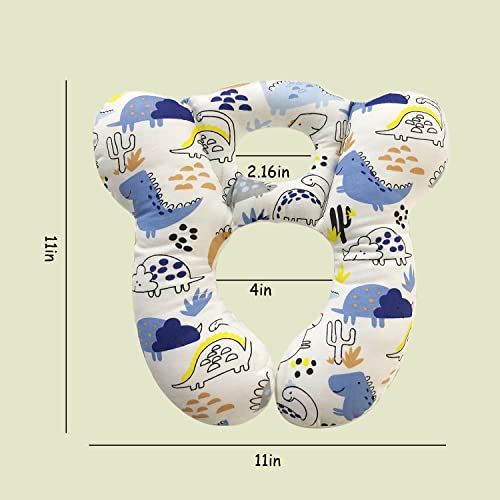 DEEZOMO Baby Travel Pillow,Soft and Skin Friendly Kids Cushion for Car Seat - Newborn Pillow for Pushchair,Car Seat,Travel (Blue Dinosaur) - Thumbnail 6