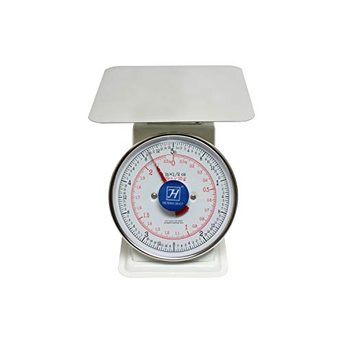 Thunder Group SCSL002 Scale, Portion, 5 lb. Capacity, Zero-Adjust dial, top Loading, Counter Model, Stainless Steel Platform, Enamel Finish