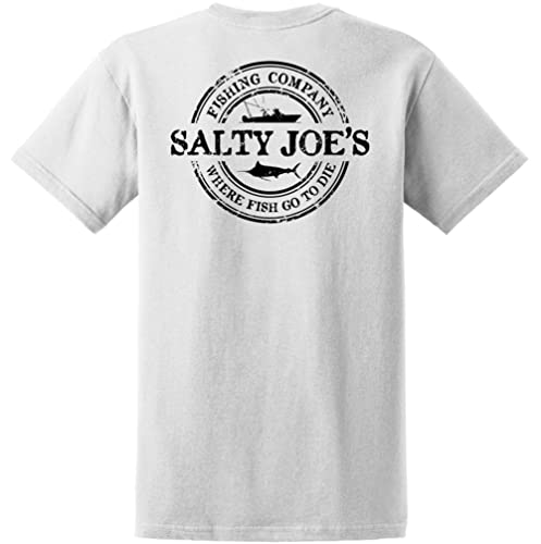 SALTY JOES Men's Fishing Co. Logo Heavy Cotton Tees-XL-White/b