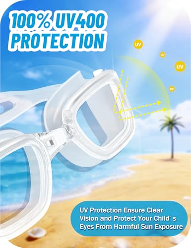 Image of Vvinca Kids Swim Goggles, Swimming Goggles for Kids 3-14 Anti-Fog UV Protection No Leak Pool Glasses for Boys Girls