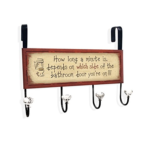 Image of Stupell Home Decor How Long A Minute Is Over The Door Hanger, 12 x 10.5 x 2, Proudly Made in USA