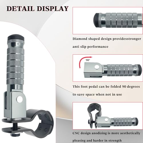 Image of M8 Motorcycle CNC Aluminum 90 Degree Folding Rearsets Folded Motorbike Footrest Bicycle Footpegs Foot Pegs Pedal Universal (Titanium)