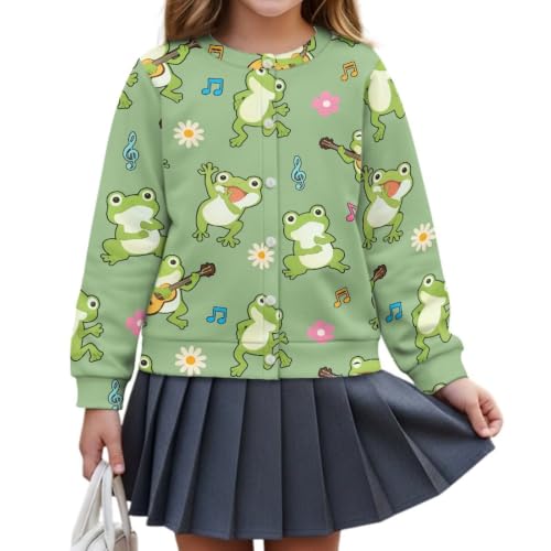 Image of Girls Cardigans Sweater Long Sleeve Crew Neck Button Down Sweaters School Outerwear for Kids Fall Winter Tops