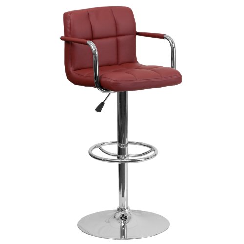 Flash Furniture Vinyl Adjustable Height Barstool, 1 Pack, Burgundy