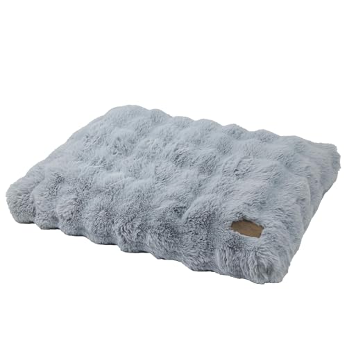 BingoPaw Dog Bed Medium Washable：Calming Crate Mattress with Removable Cover and Non Skid Bottom, Fluffy Anti Anxiety Waterproof Pet Beds, Puppy Pillow Cushion Grey, 76x51x10cm