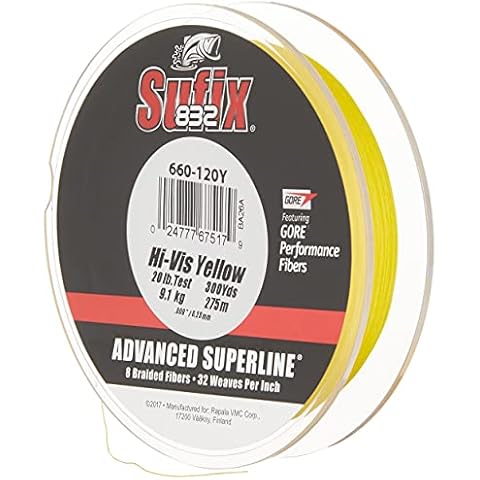 Sufix 832 Advanced Superline Braid, Hi-Vis Yellow, 20-Pound/300-Yard Spool (660-120Y) Cover
