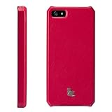 【日本正規代理店品】JISONCASE 本牛革 ウォレット エグゼクティブ レザーケース for iPhone5 おサイフケータイ 電波干渉防止シート付 ローズ JS-IP5-01B33