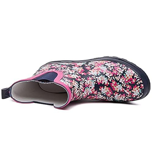 Image of SWIFTFROG Rain Boots for Women - Waterproof Ankle Garden Shoes Anti-Slipping Floral Printed Rainboots for Ladies Stylish Light Ankle Rain Shoes, Women's Rain Footwear