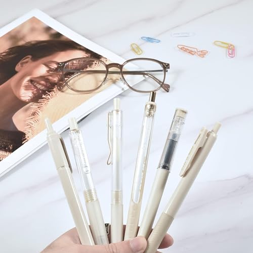 Image of 6 Pcs Korean Aesthetic Pastel Pen Set Blue Ink Cute Stationery for Girls Kawaii Fancy Gift Pens Aesthetic Office Supplies